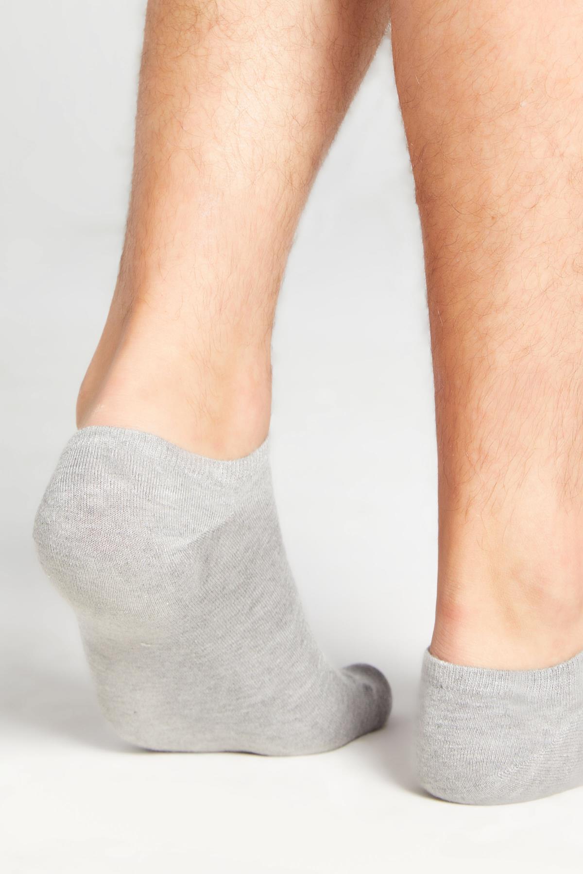 Bambu Erkek Sneaker Gri Çorap Dikişsiz Görünmez Bilekte Görünmez Spor Çorap Premium 6'lı Paket