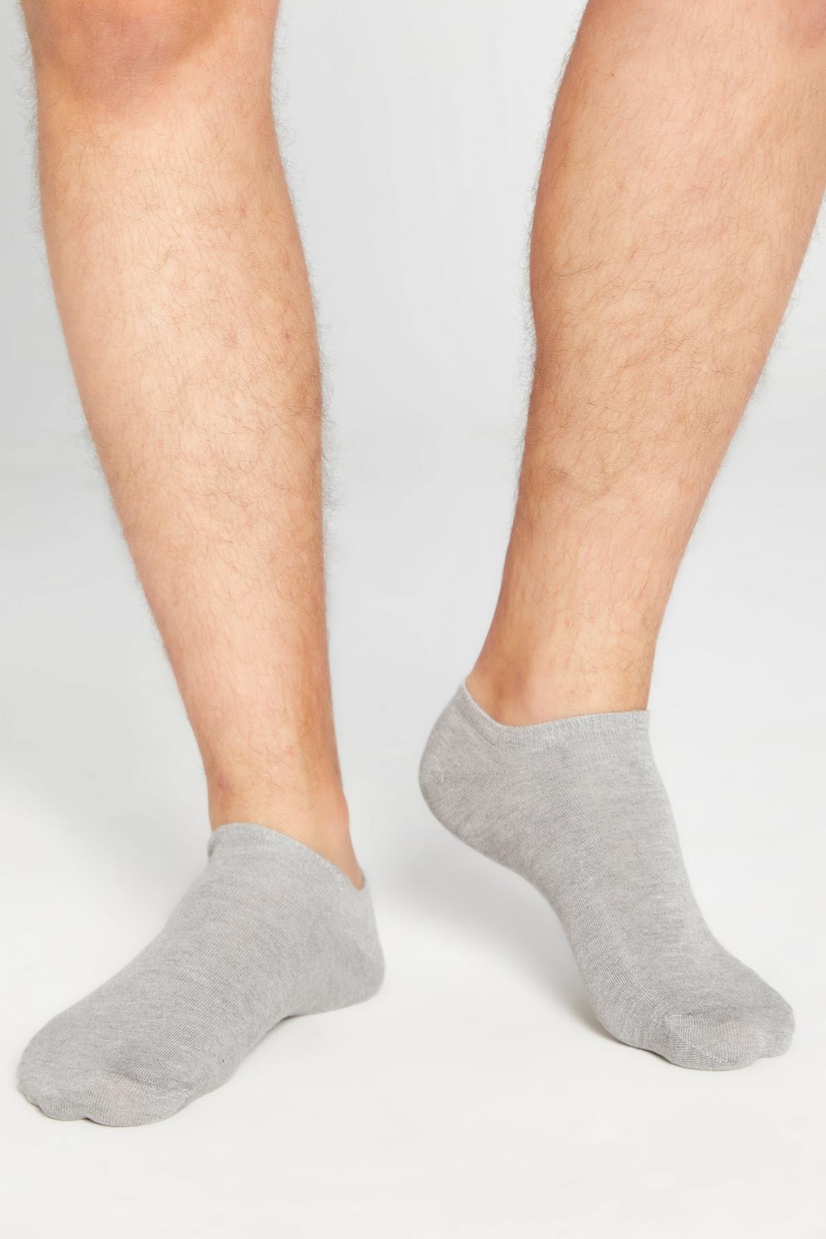 Bambu Erkek Sneaker Gri Çorap Dikişsiz Görünmez Bilekte Görünmez Spor Çorap Premium 6'lı Paket