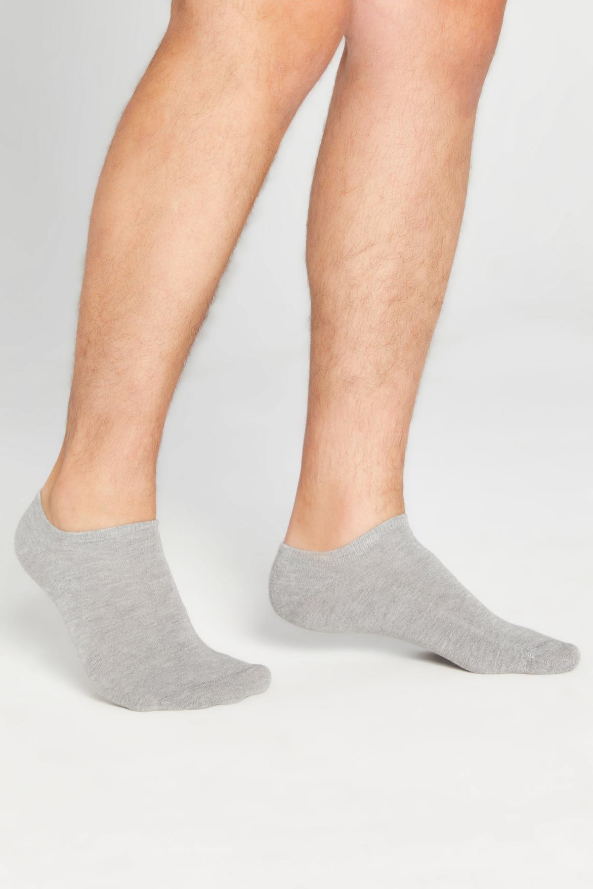Bambu Erkek Sneaker Gri Çorap Dikişsiz Görünmez Bilekte Görünmez Spor Çorap Premium 6'lı Paket