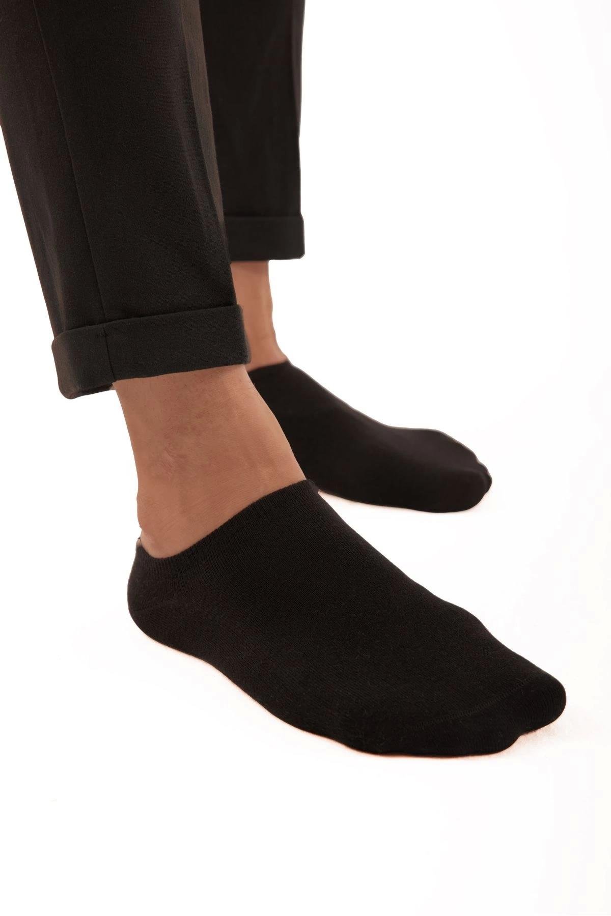 Bambu Erkek Sneaker Siyah Çorap Dikişsiz Görünmez Bilekte Görünmez Spor Çorap Premium 6'lı Paket
