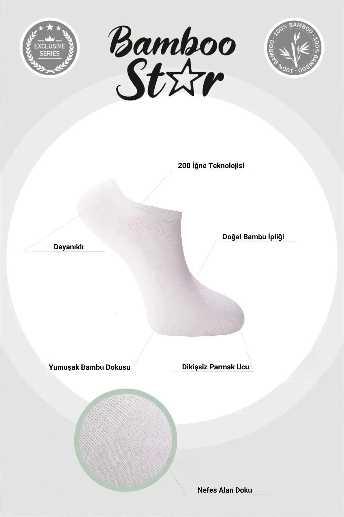Bambu Kadın Sneaker 3 Siyah - 3 Beyaz Çorap Dikişsiz Bilekte Görünmez Spor Çorap Premium 6'lı Paket
