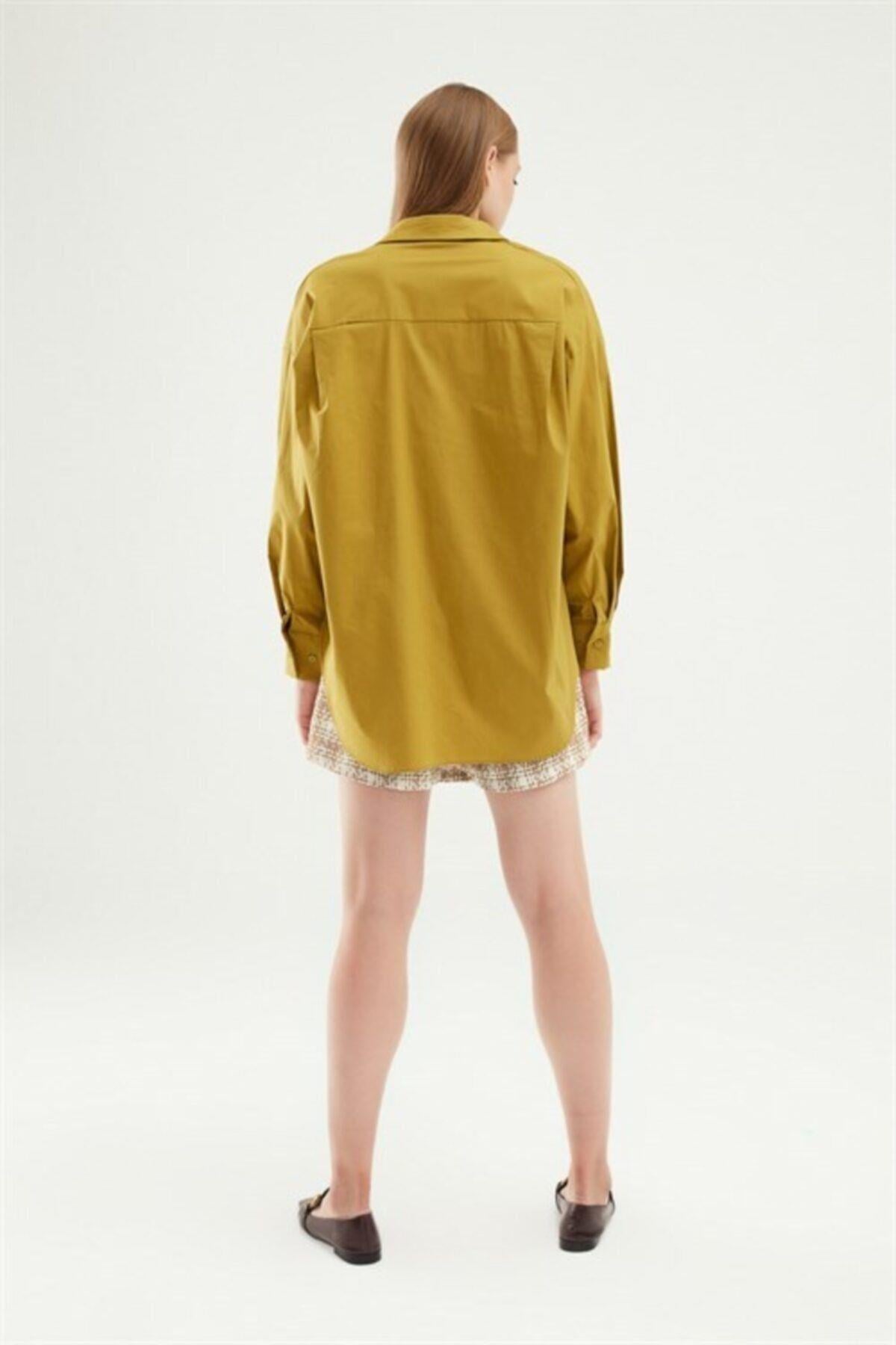 Oversize Basic Gömlek Olive Hardal