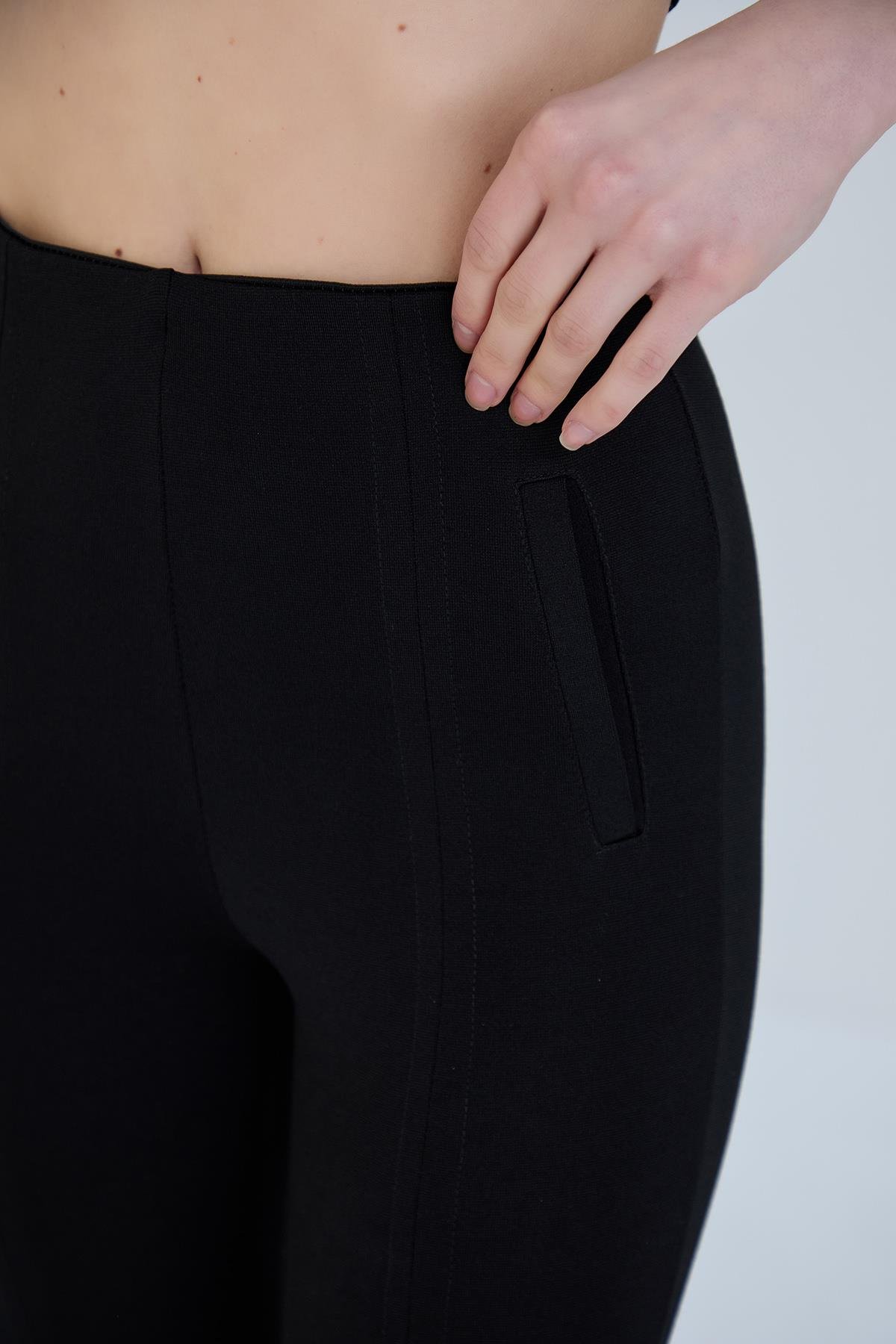 Siyah Klasik Toparlayıcı Çelik Örme TaytTaytST300TİCİMAX