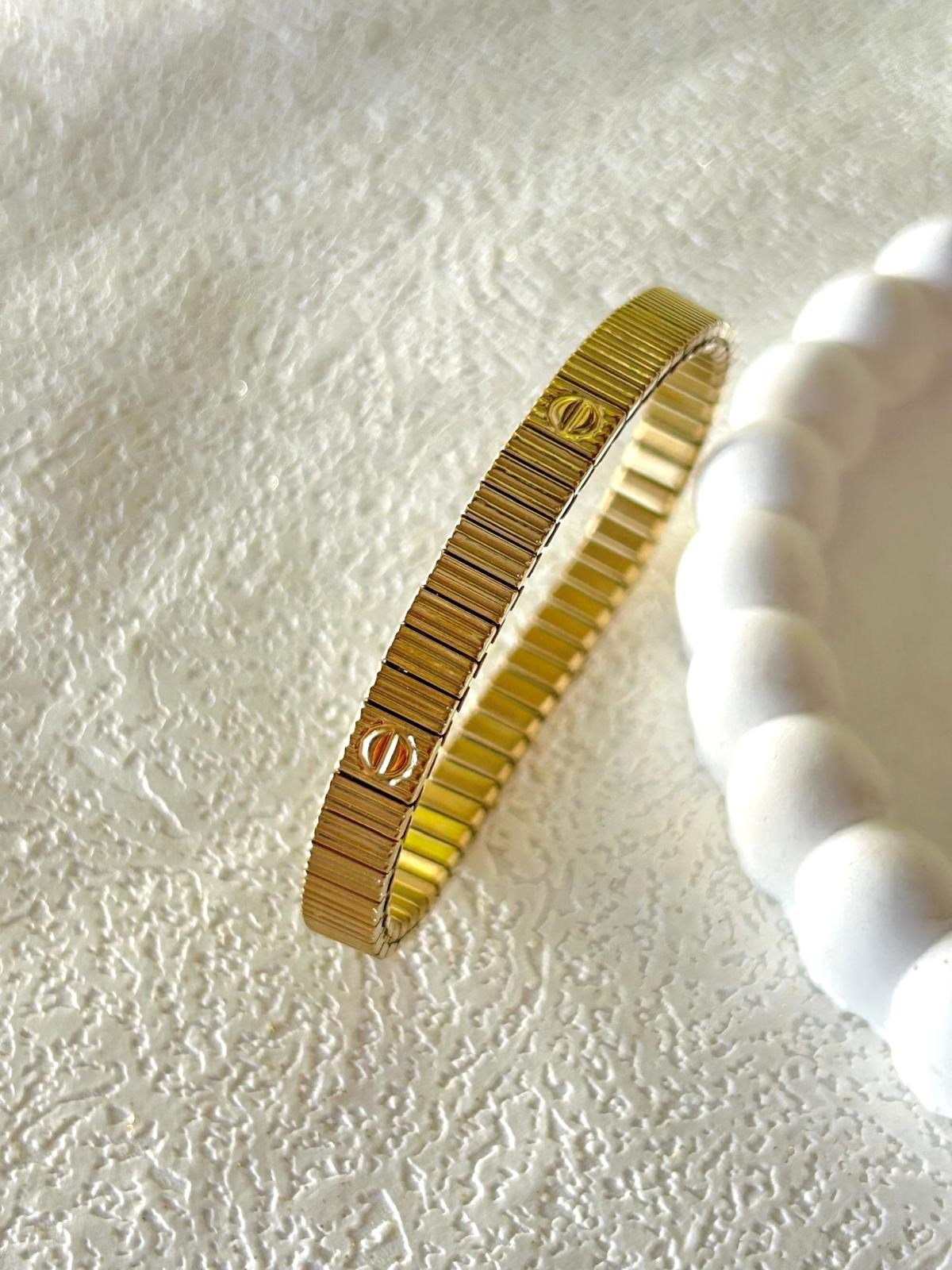 Marka Model Lastikli Çelik Gold Bileklik (6mm)