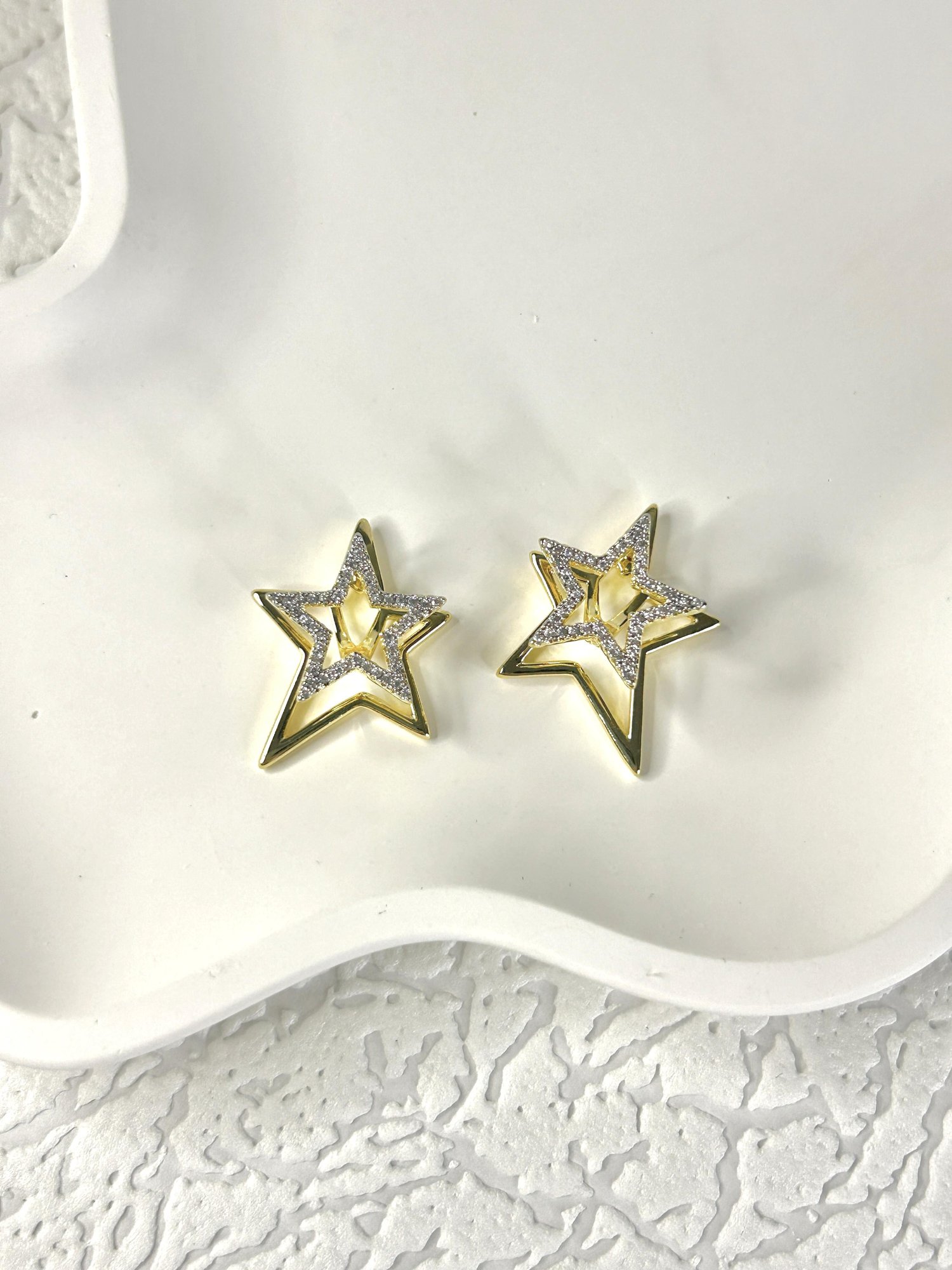 Premium Zirkon Taşlı Yıldız Küpe