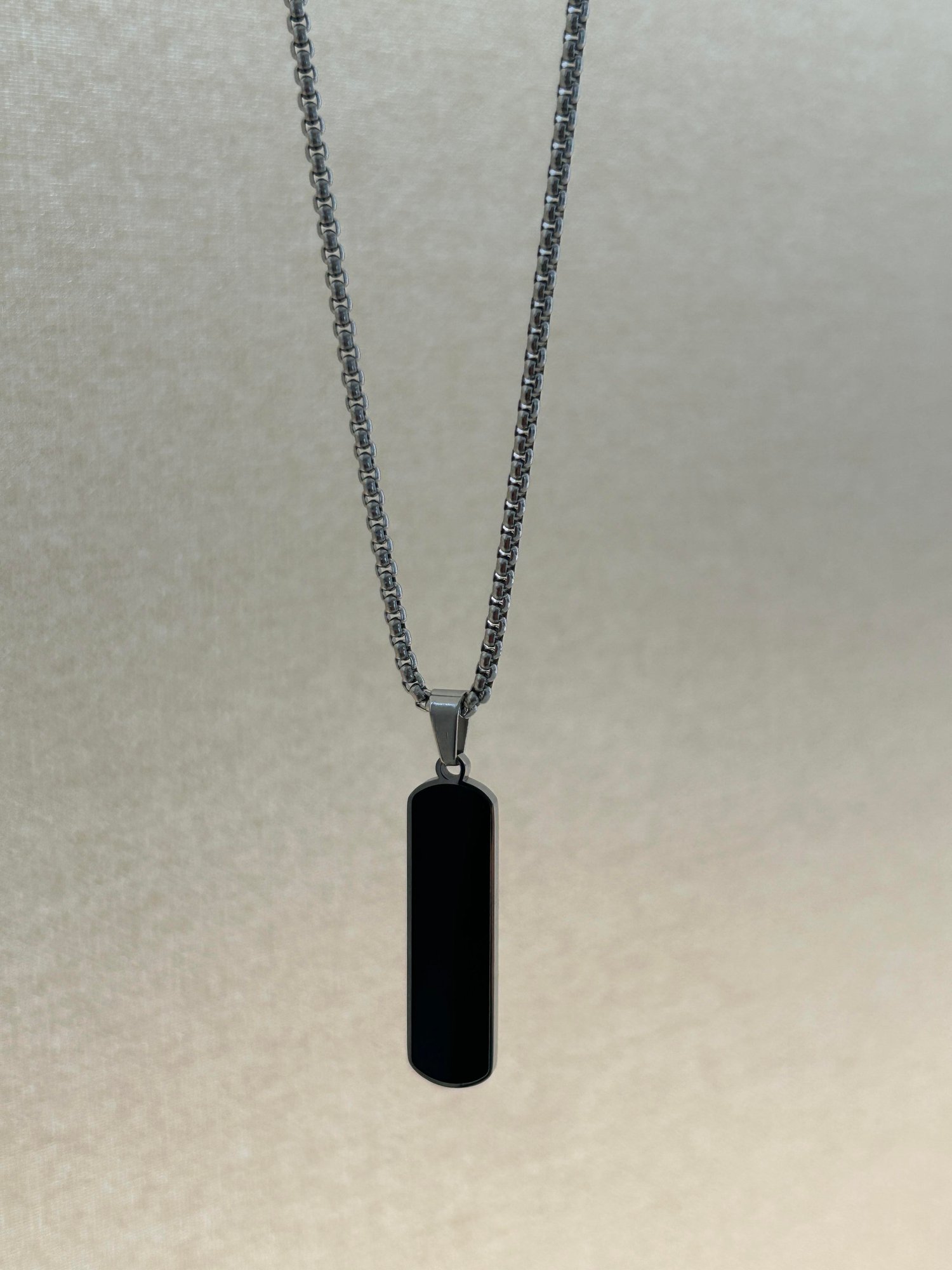 Siyah Çubuk Bar Çelik Kolye (60 cm)
