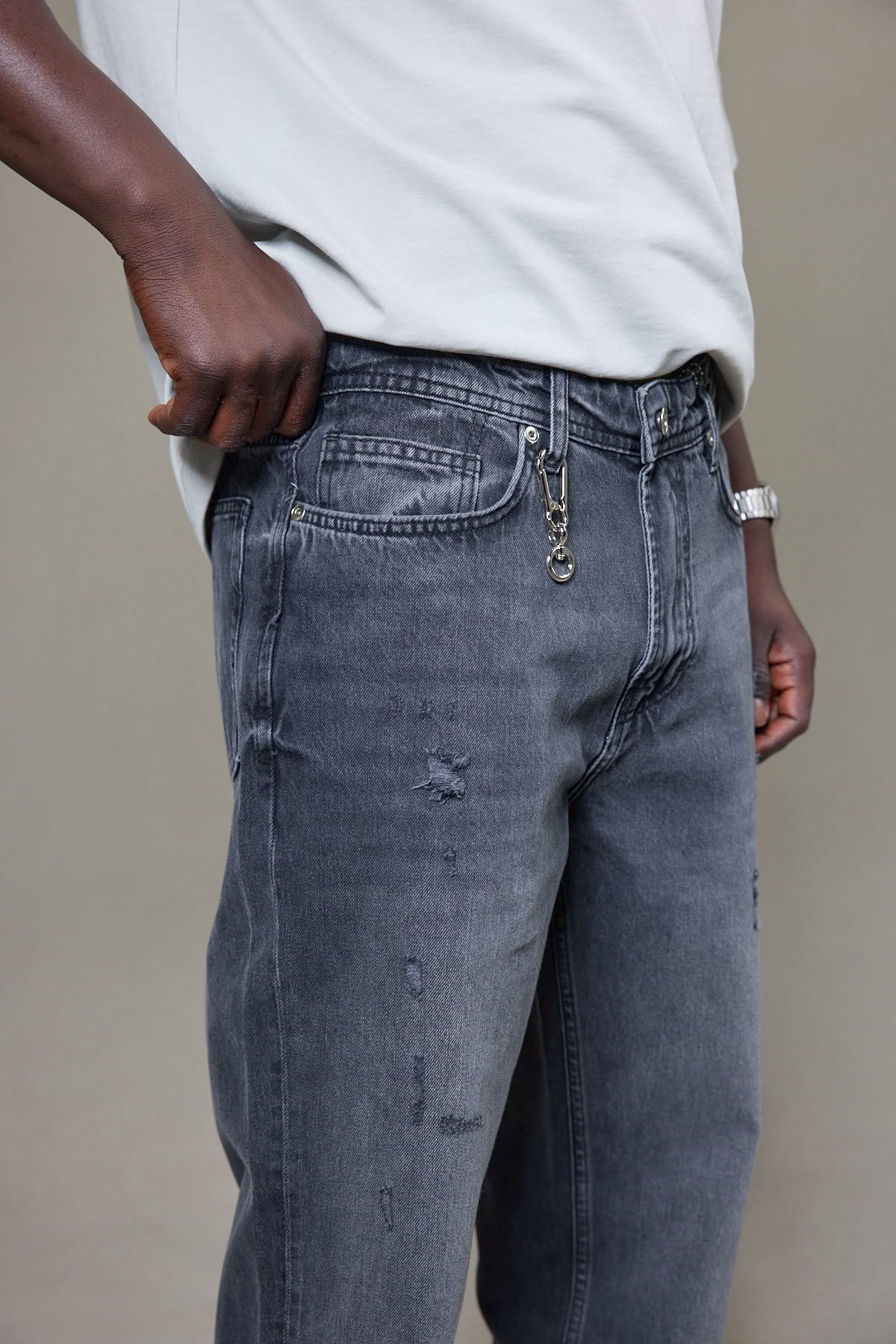 ANTRASİT YIRTIK DETAYLI BAGGY PANTOLON 5192-6