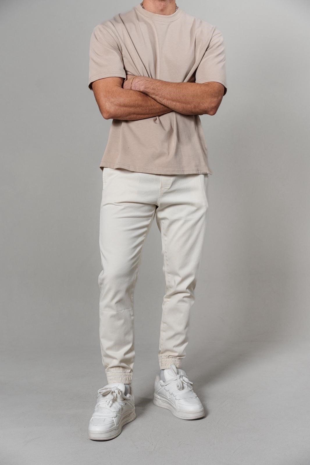 BEYAZ GABARDIN JOGGER PANTOLON 3993-2