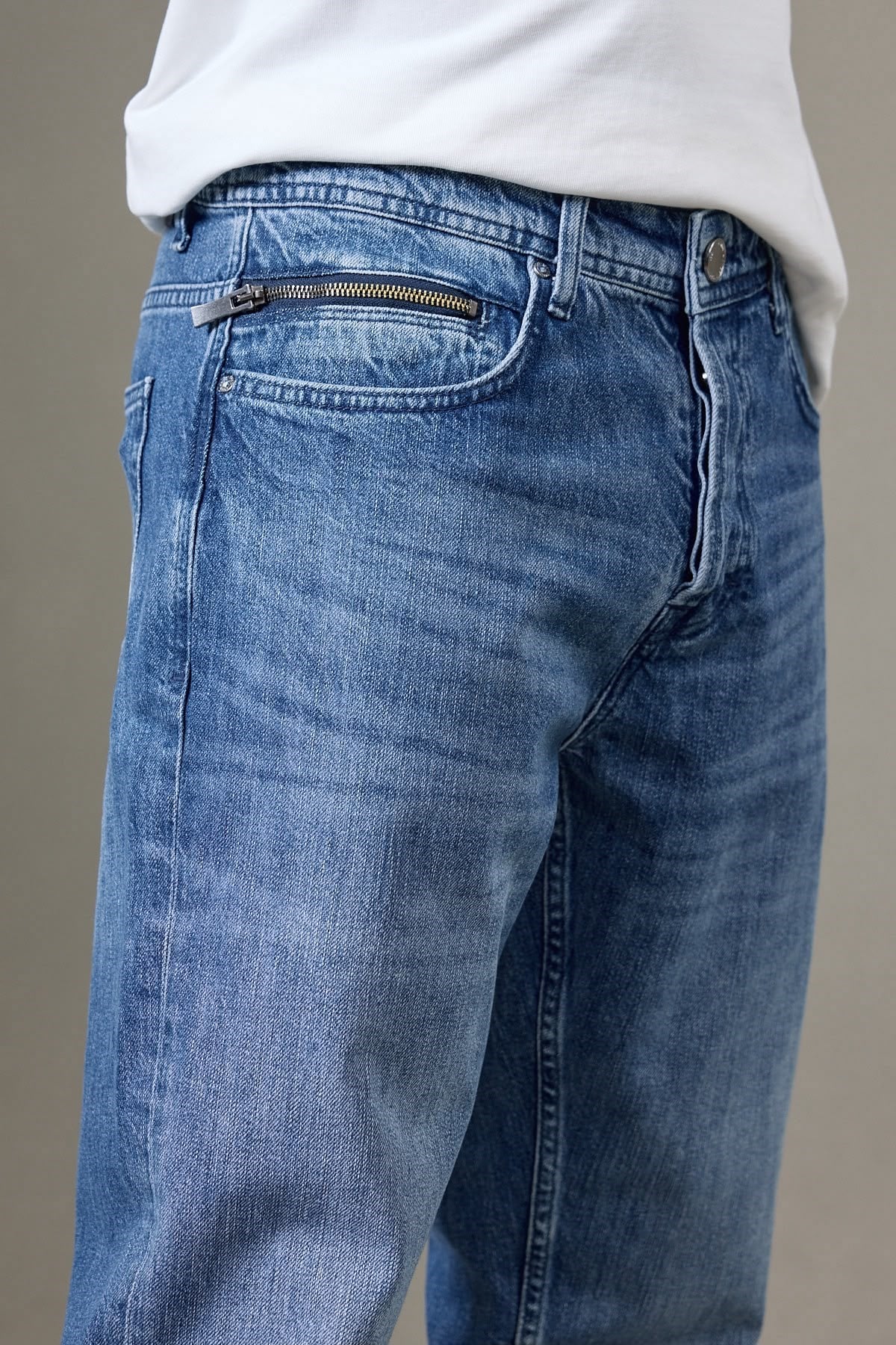 FERMUAR DETAYLI MAVİ BOYFRİEND PANTOLON 5188