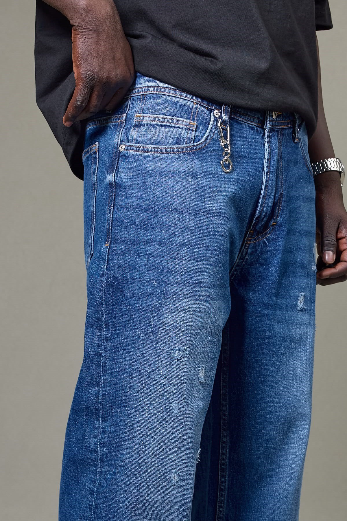 MAVİ YIRTIK DETAYLI BAGGY PANTOLON 5192