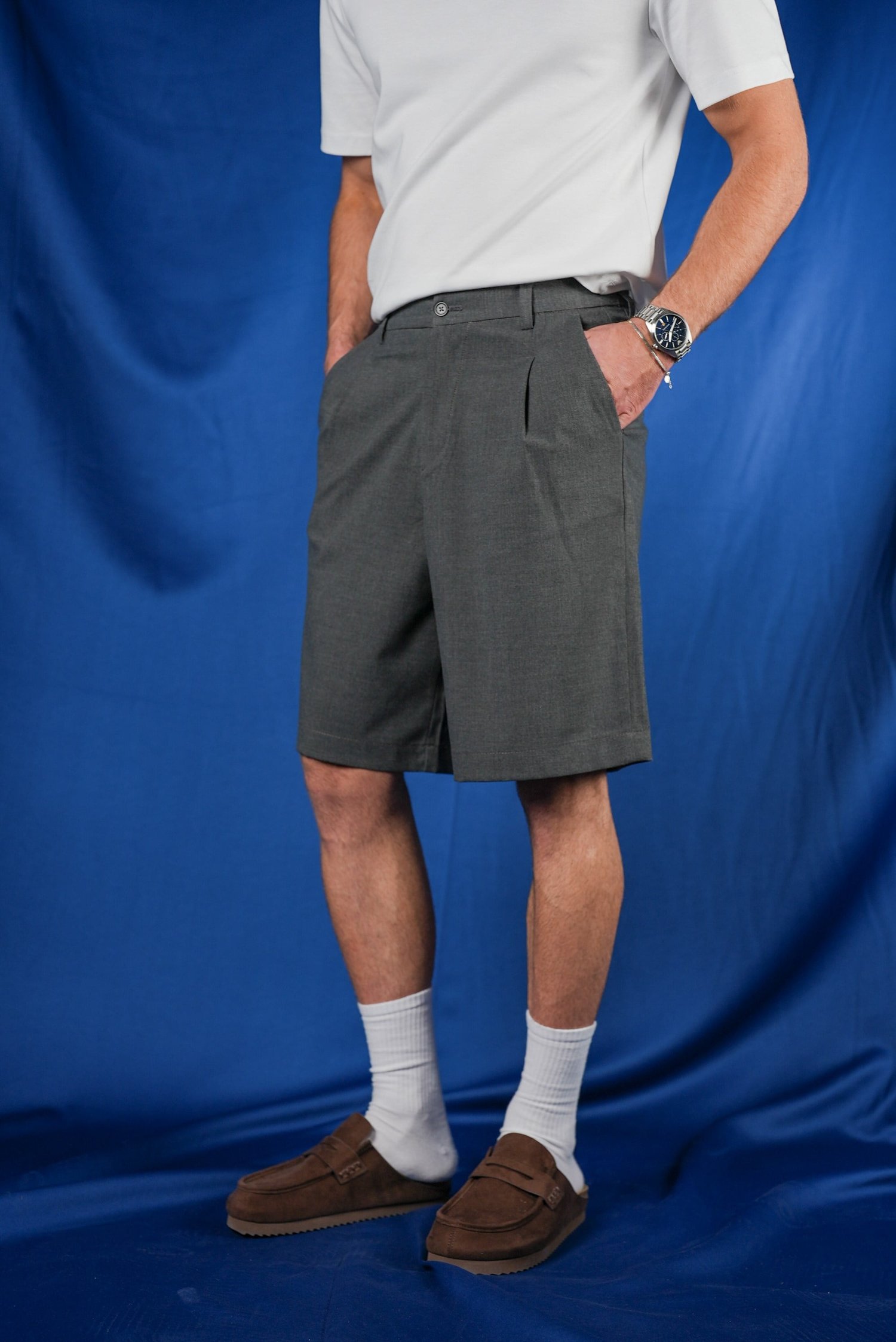 R8 ERKEK BASİC BAGGY KUMAŞ ŞORT GRİ
