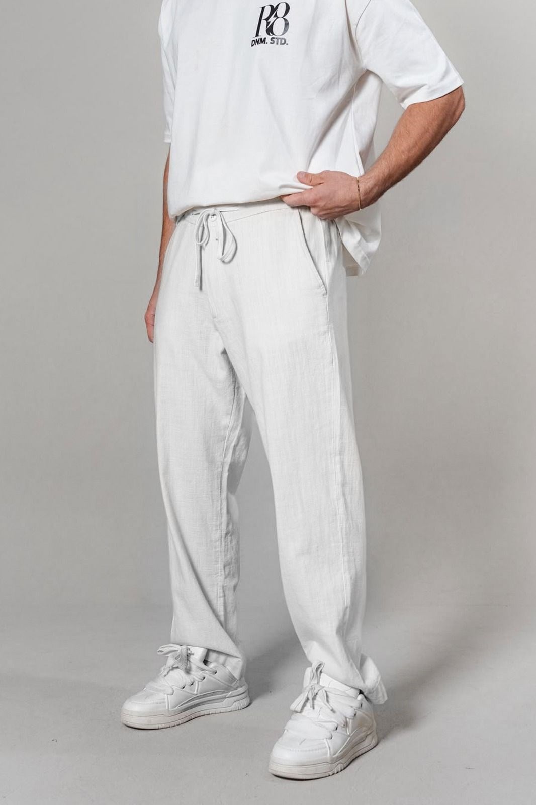 RELAXED FIT KETEN PANTOLON BEYAZ 5070-6