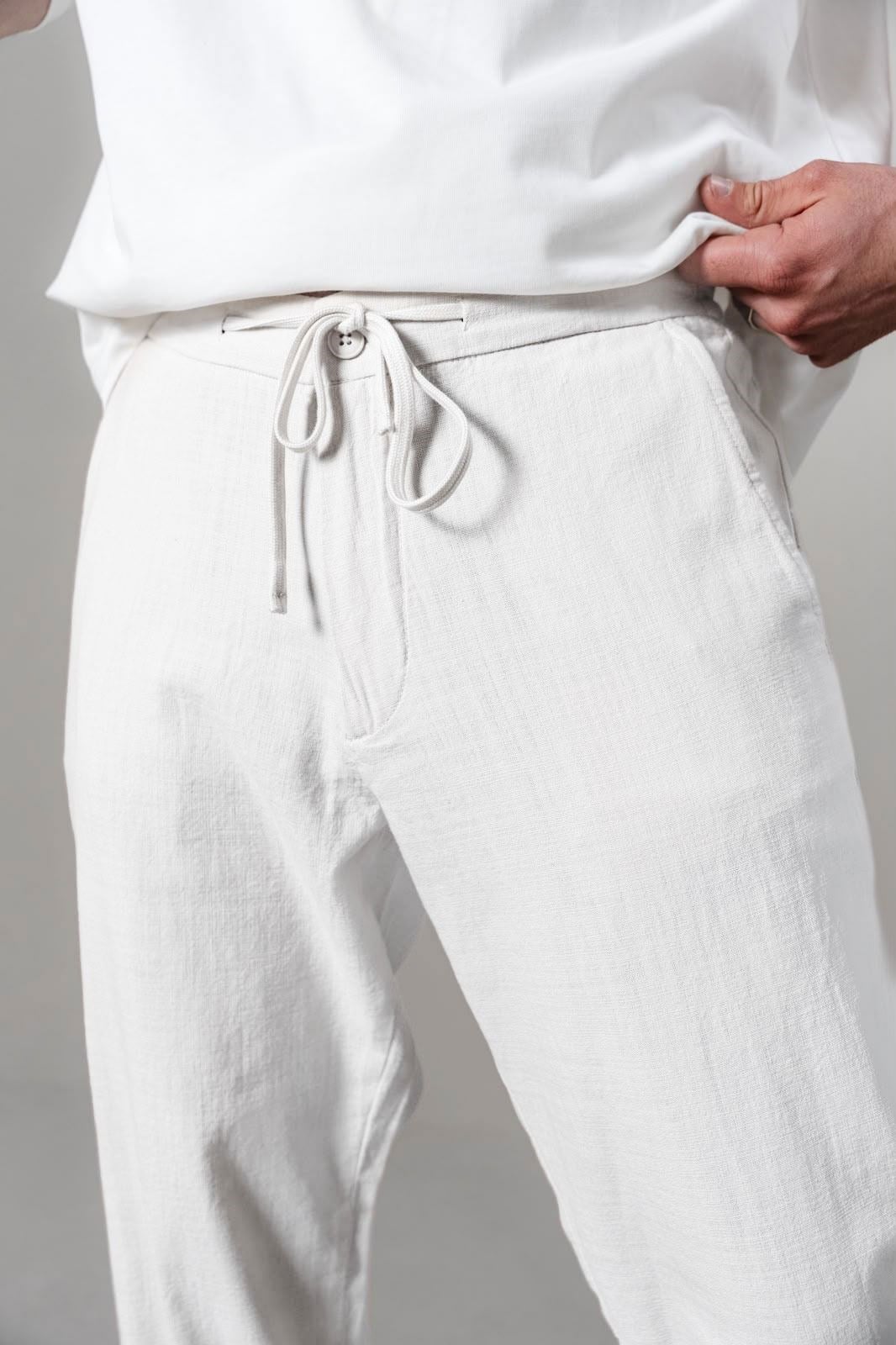 RELAXED FIT KETEN PANTOLON BEYAZ 5070-6