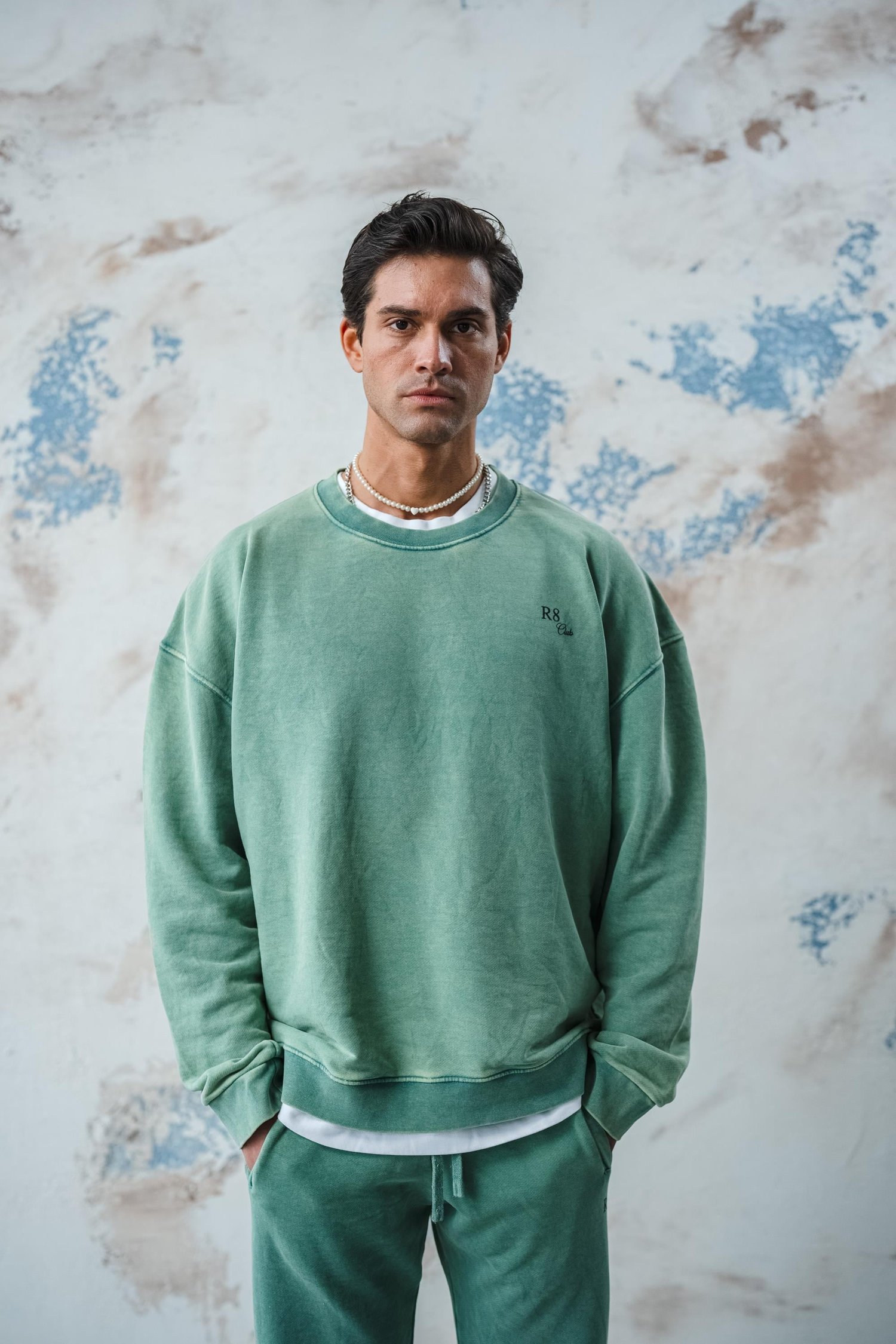 YEŞİL YIKAMALI SWEATSHIRT