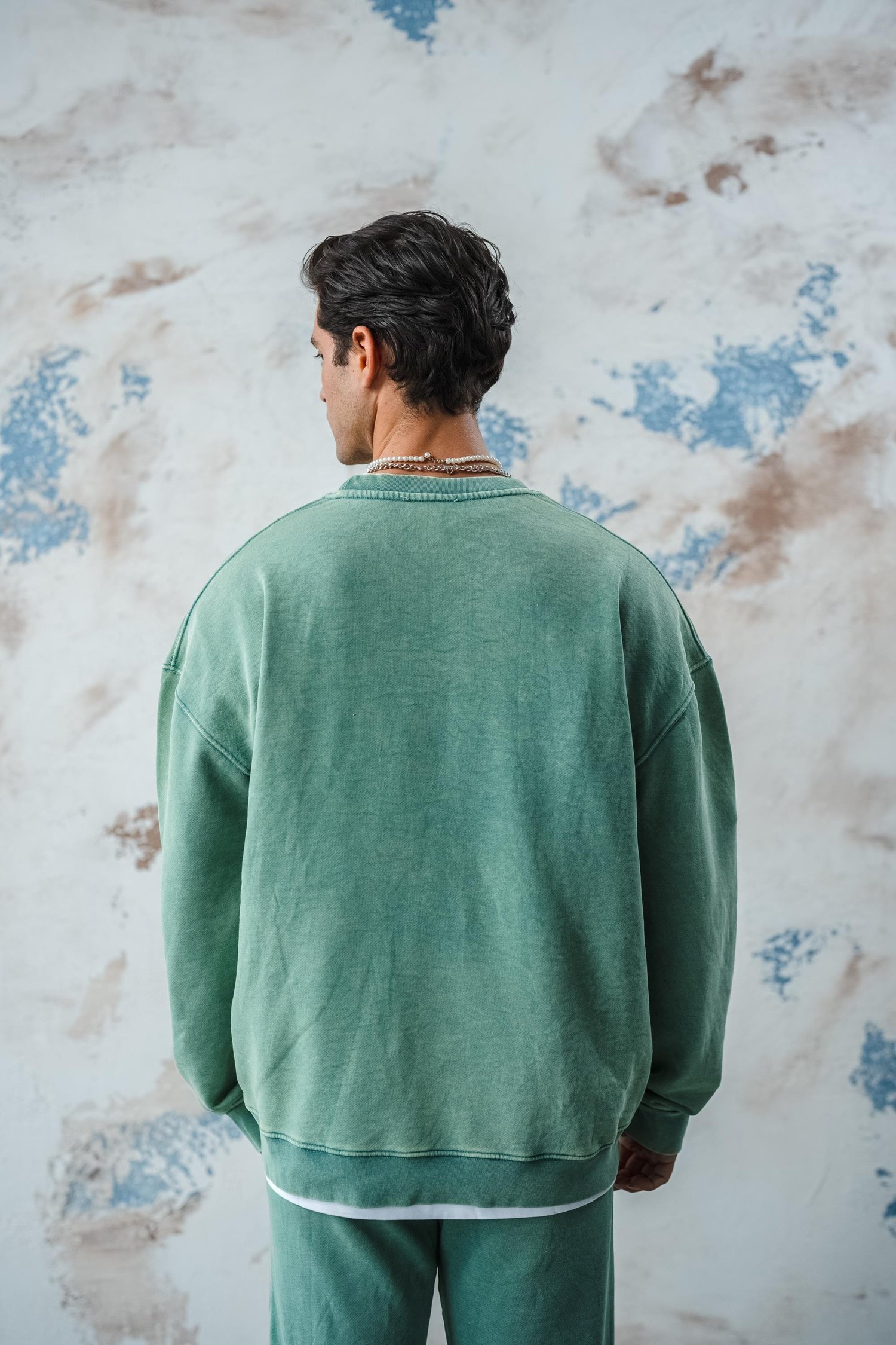 YEŞİL YIKAMALI SWEATSHIRT
