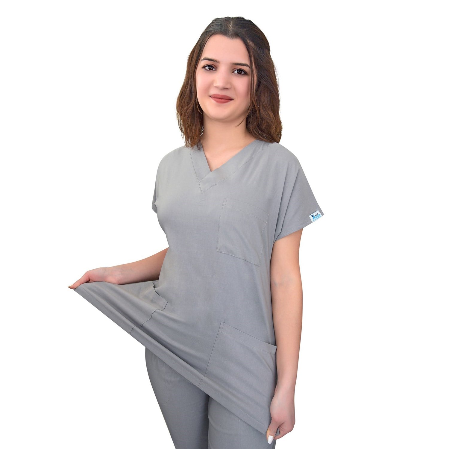  Unısex Gri Likralı Üst Forma-Nur Medikal Giyim