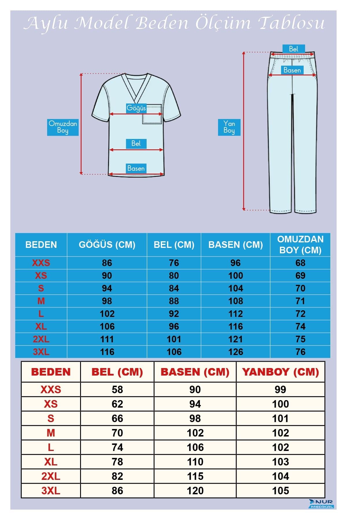 Aylu Model Soft Likra Beyaz Doktor Hemşire Hastane Scrubs Üniforma Takımı-Nur Medikal Giyim