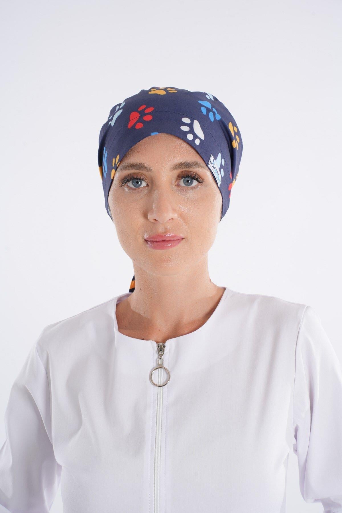 Pati Desenli Tesettür Veteriner Doktor Hemşire Hastane Aşçı Cerrahi Bone-Nur Medikal Giyim