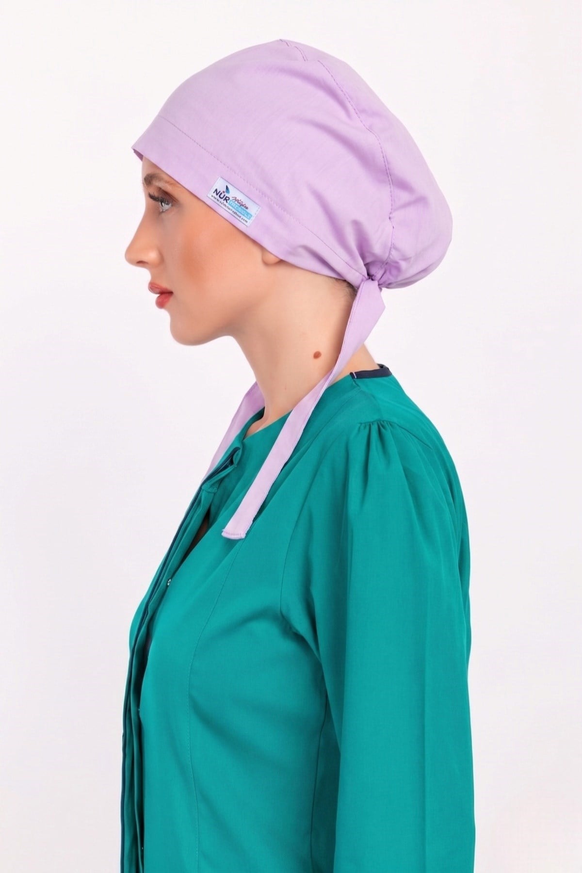 Tesettür Düz Lila Renk Cerrahi Doktor Hemşire Aşçı Hastane Saç Bonesi-Nur Medikal Giyim