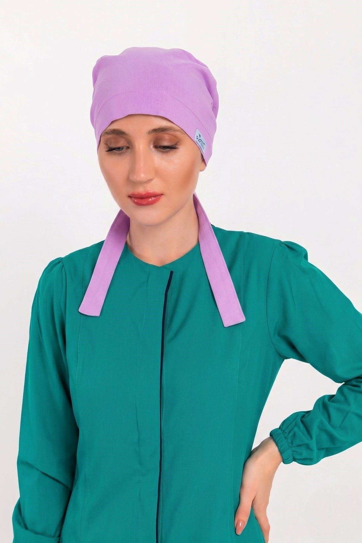 Tesettür Düz Lila Renk Cerrahi Doktor Hemşire Aşçı Hastane Saç Bonesi-Nur Medikal Giyim