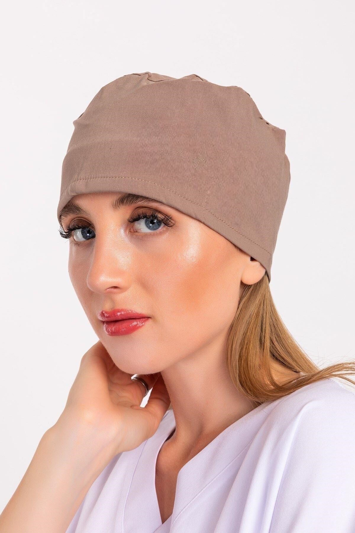 Unisex Düz Vizon Hemşire Doktor Aşçı Hastane Saç Bonesi-Nur Medikal Giyim