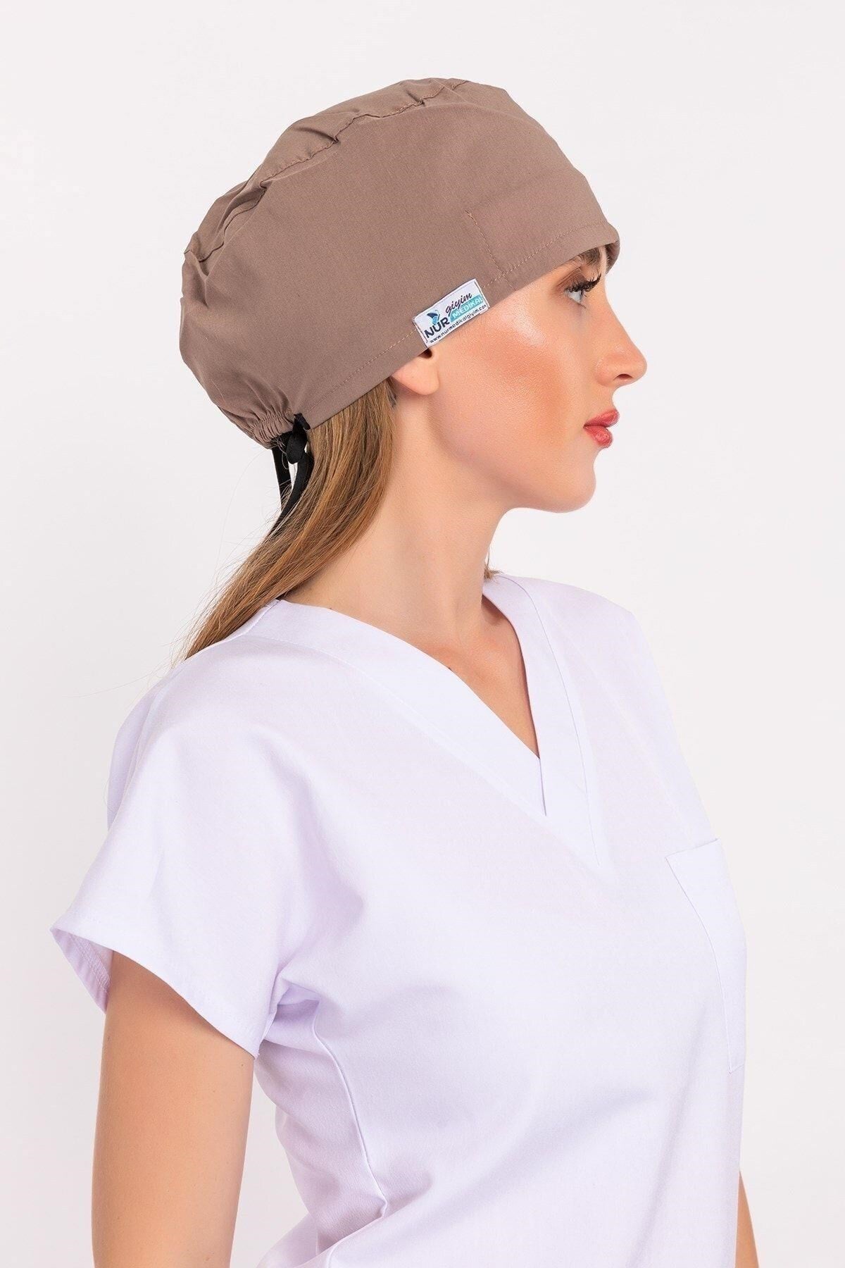 Unisex Düz Vizon Hemşire Doktor Aşçı Hastane Saç Bonesi-Nur Medikal Giyim