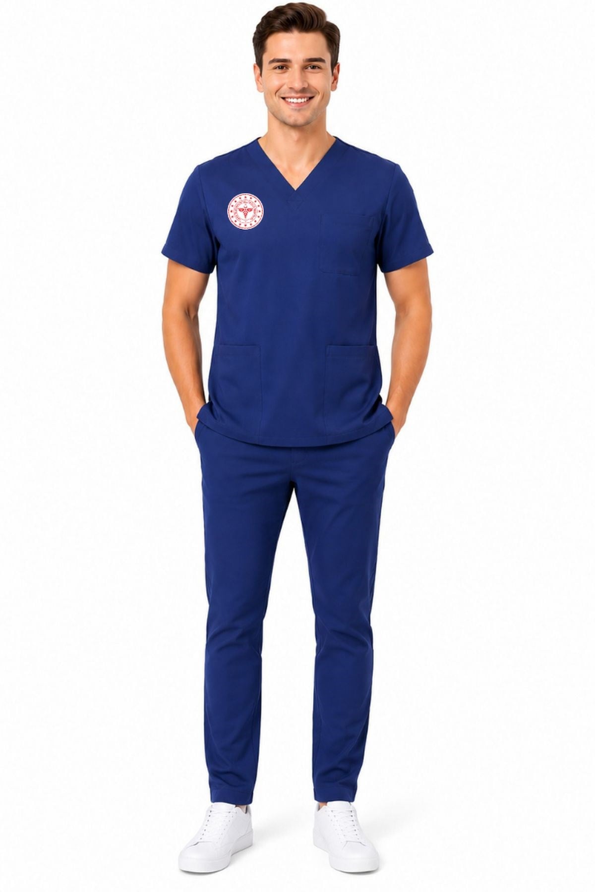 Unisex Lacivert Hemşire Scrubs Üniforma Takım Patriot Blue(Sağlık Bakanlığı Yeni Yönetmeliğe Uygun)-Nur Medikal Giyim