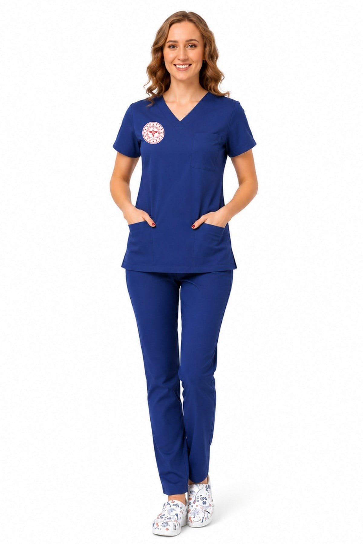 Unisex Lacivert Hemşire Scrubs Üniforma Takım Patriot Blue(Sağlık Bakanlığı Yeni Yönetmeliğe Uygun)-Nur Medikal Giyim