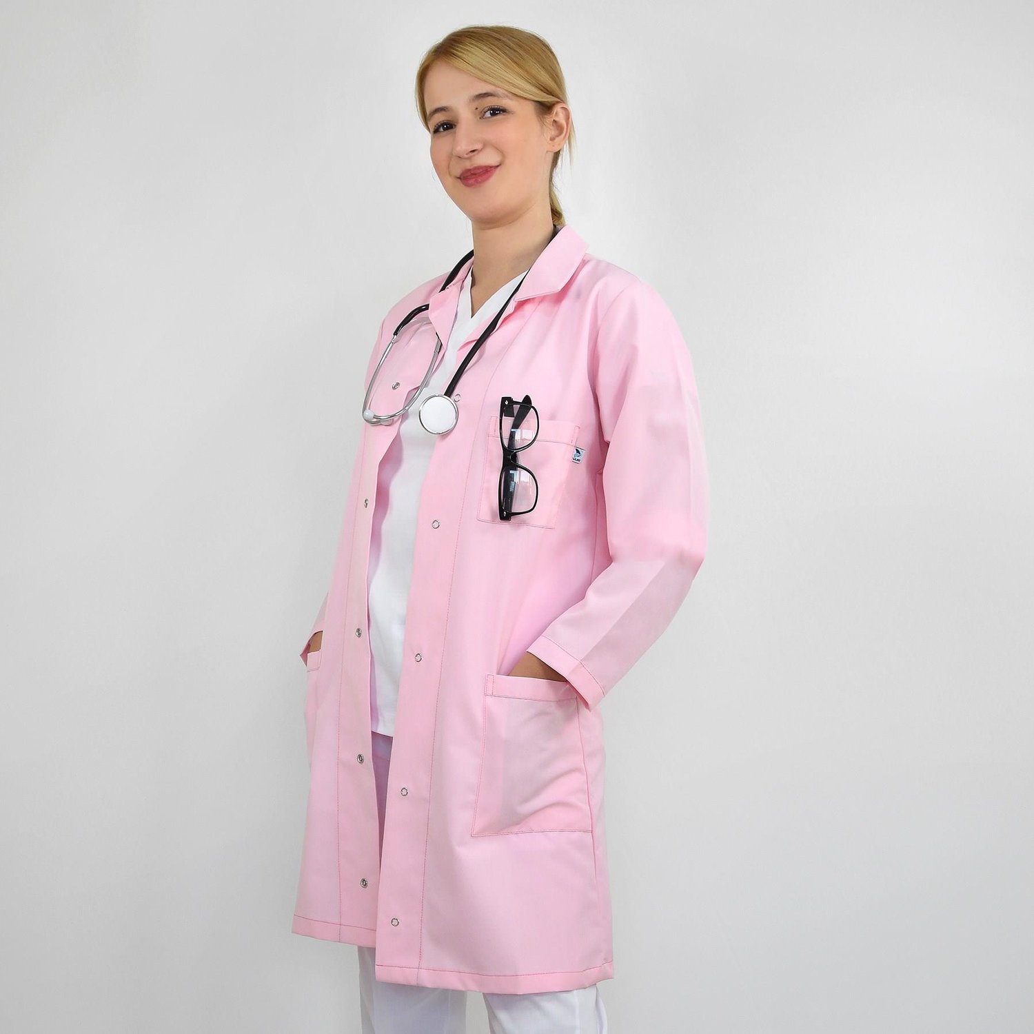 Vizit Önlük, Klasik Yaka Pembe Doktor, Hemşire, Laborant, Eczacı Önlüğü-Nur Medikal Giyim