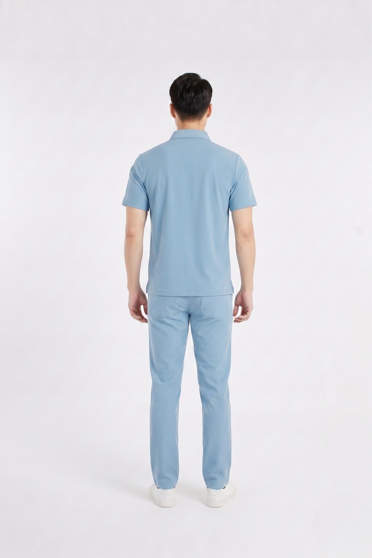 Zulu Model Cool Petrol Mavi Renk Soft Likralı Erkek Scrubs Üniforma Takımı-Nur Medikal Giyim