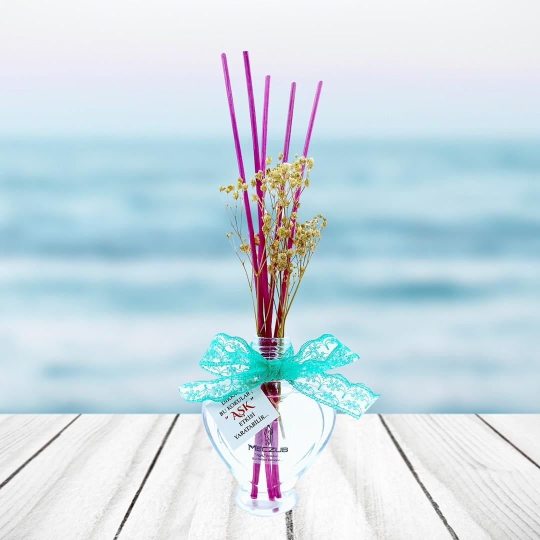 60 ml Kalp Bambu Çubuklu Oda Kokuları Reed Diffuser Oda Parfümü Ortam Kokusu