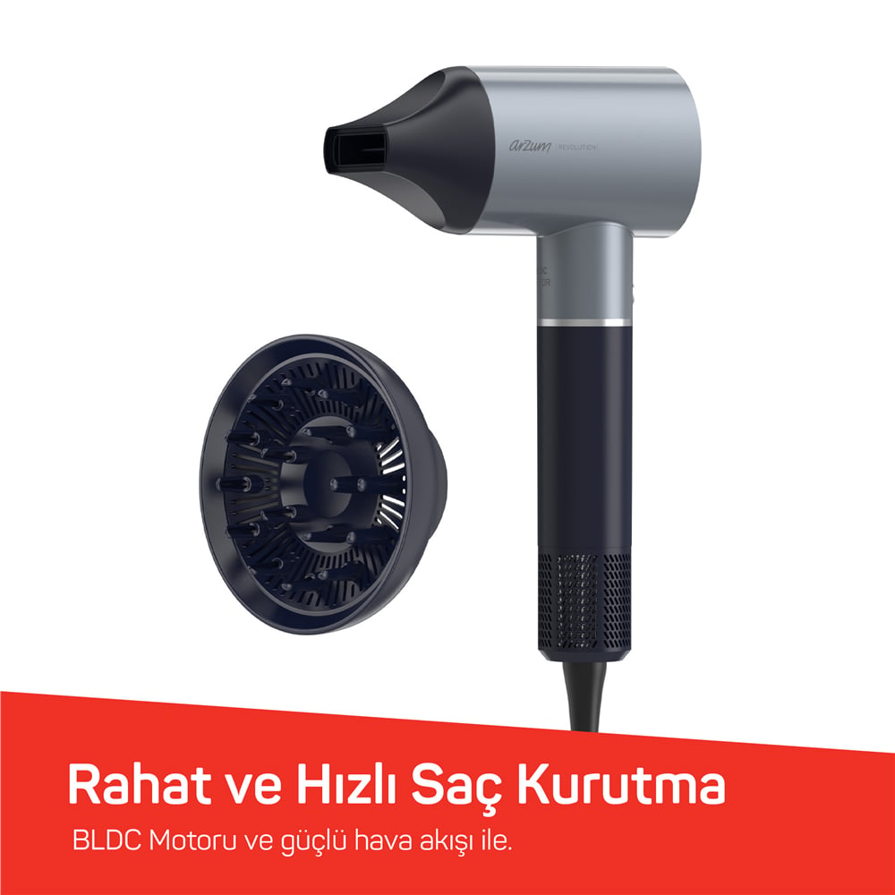 Arzum Revolution Profesyonel Saç Kurutma Makinesi Platin Gri