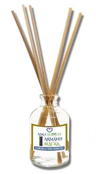 Aşk-ı Sermest Toptan Armantii Blackk Çiçek Aromalı Bambu Çubuklu Oda Kokusu Reed Diffuser Ortam Kokusu Parfüm, Oval Şişe, 100 mL, 3 Ad