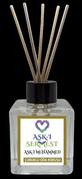 Aşk-ı Sermest Toptan Aşk-ı Muhammed Çiçek Aromalı Bambu Çubuklu Oda Kokusu Reed Diffuser Ortam Kokusu Parfüm, Küp Şişe, 120 mL, 5 Adet