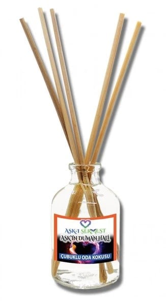 Aşk-ı Sermest Toptan Aşk'ın Duman Hali Çiçek Aromalı Bambu Çubuk Oda Kokusu Parfüm, Oval Şişe, 50ml , 10 Ad