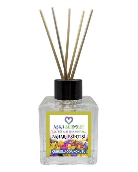 Aşk-ı Sermest Toptan Gül&Yasemin Aromalı Bambu Çubuklu Oda Kokusu Reed Diffuser Ortam Kokusu Parfüm,  Küp Şişe,  120 mL, 10 Adet
