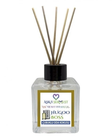 Aşk-ı Sermest Toptan Hindistan Cevizi&Yasemin Aromalı Bambu Çubuk Oda Kokusu Parfüm, Küp Şişe, 200 mL,10 Ad