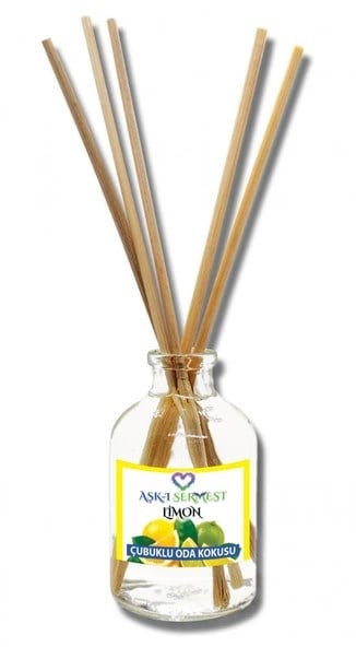 Aşk-ı Sermest Toptan Limon Aromalı Bambu Çubuklu Oda Kokusu Reed Diffuser Ortam Kokusu Parfüm, Oval Şişe, 100 mL, 10 Adet