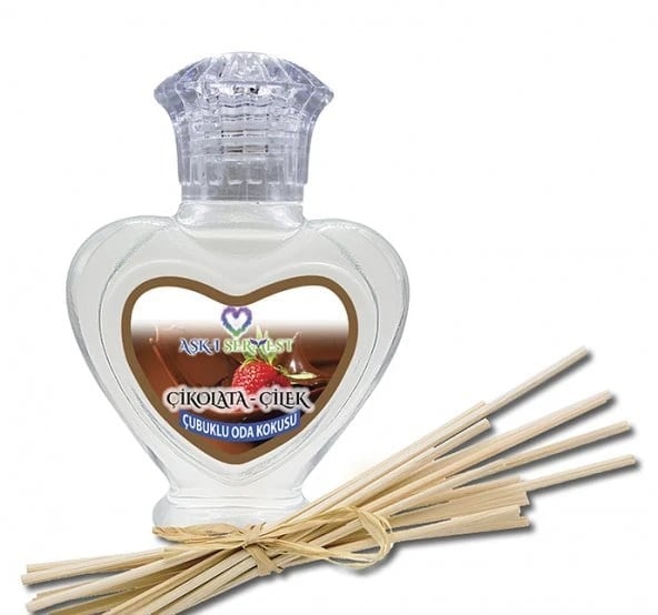 Aşk-ı Sermest Toptan Mango&Kavun Aromalı Bambu Çubuklu Oda Kokusu Reed Diffuser Ortam Kokusu Parfüm, Kalp Şişe, 60 mL, 5 Adet
