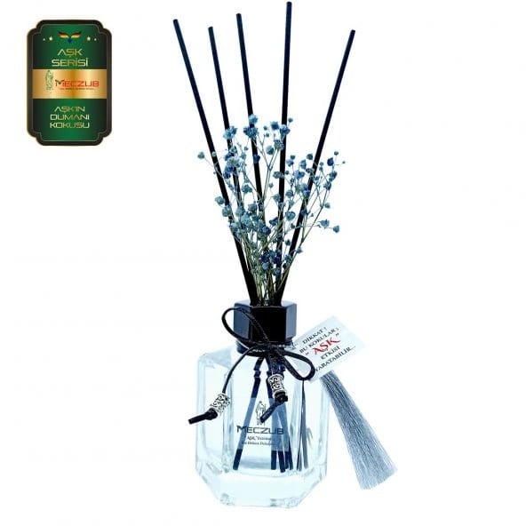 Aşk-ı Sermest Toptan Meczub Aşk Serisi Aşkın Dumanı Kokulu 3 x 120 ml Köşeli Şişe Bambu Çubuklu Ortam Kokusu Reed Diffuser Oda Kokusu