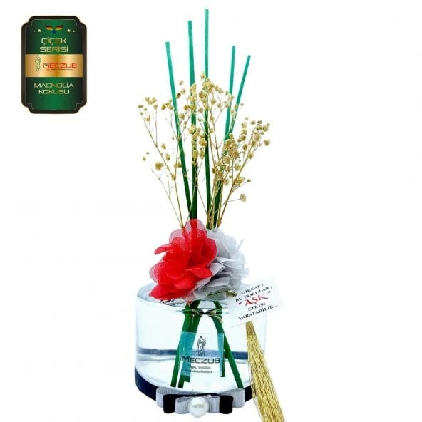 Aşk-ı Sermest Toptan Meczub Çiçek Serisi Magnolia Kokulu 10 x 200 ml Silindir Şişe Bambu Çubuklu Ortam Kokusu Reed Diffuser Oda Kokusu