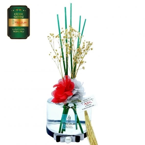 Aşk-ı Sermest Toptan Meczub Çiçek Serisi Lavanta Kokulu 10 x 200 ml Silindir Şişe Bambu Çubuklu Ortam Kokusu Reed Diffuser Oda Kokusu
