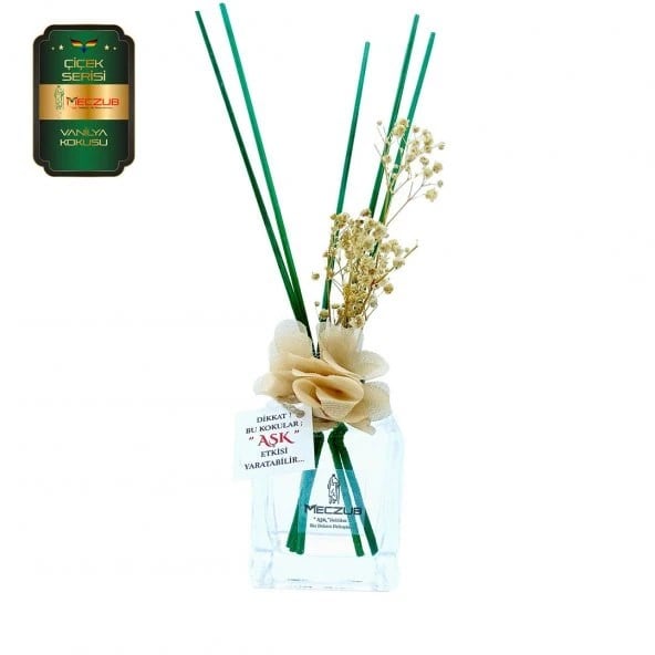 Aşk-ı Sermest Toptan Meczub Çiçek Serisi Vanilya Kokulu 10 x 120 ml küp Şişe Bambu Çubuklu Ortam Kokusu Reed Diffuser Oda Kokusu