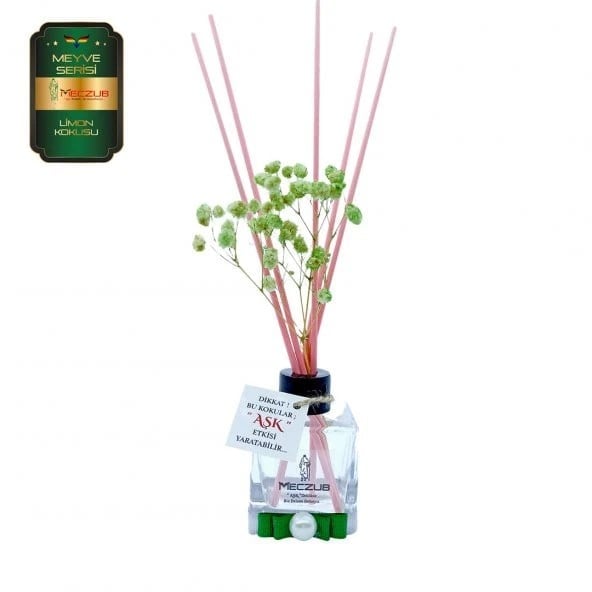 Aşk-ı Sermest Toptan Meczub Meyve Serisi Limon Kokulu 5 x 60 ml küp Şişe Bambu Çubuklu Ortam Kokusu Reed Diffuser Oda Kokusu