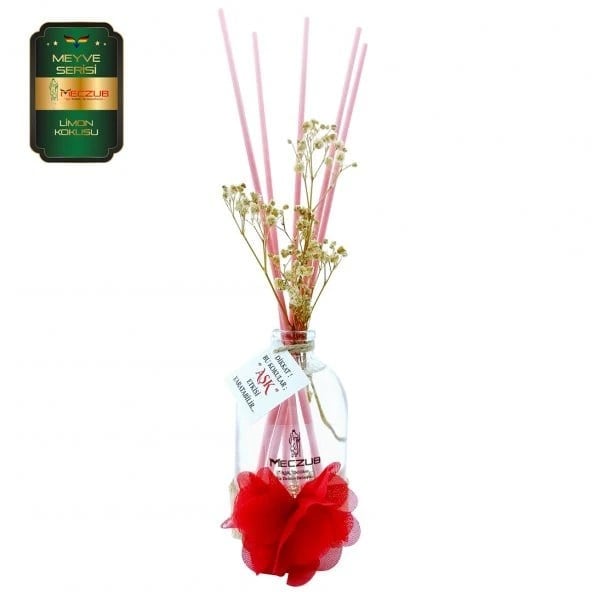 Aşk-ı Sermest Toptan Meczub Meyve Serisi Limon Kokulu 5 x 100 ml Oval Şişe Bambu Çubuklu Ortam Kokusu Reed Diffuser Oda Kokusu