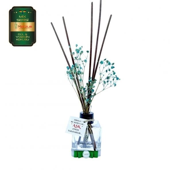 Aşk-ı Sermest Toptan Meczub Mix Serisi Gül & Yasemin Kokulu 5 x 60 ml küp Şişe Bambu Çubuklu Ortam Kokusu Reed Diffuser Oda Kokusu