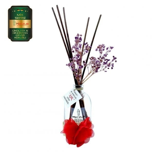 Aşk-ı Sermest Toptan Meczub Mix Serisi Çikolata & Hindistan Cevizi 10 x 100 ml Oval Şişe Bambu Çubuklu Ortam Kokusu Reed Diffuser Oda Kokusu