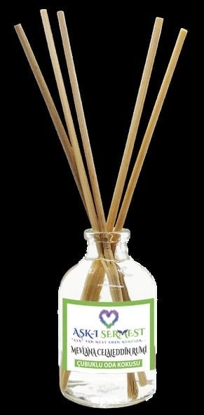 Aşk-ı Sermest Toptan Mevlana Celaleddin Rumi Çiçek Aromalı Bambu Çubuk Oda Koku Parfüm,Oval Şişe,50ml,10Ad