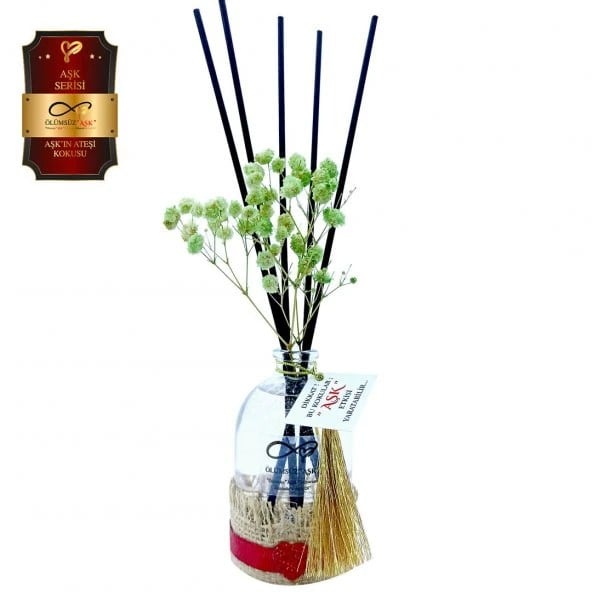 Aşk-ı Sermest Toptan Ölümsüz Aşk Aşk Serisi Aşkın Ateşi Kokulu 5 x 100 ml Oval Şişe Bambu Çubuklu Ortam Kokusu Reed Diffuser Oda Kokusu