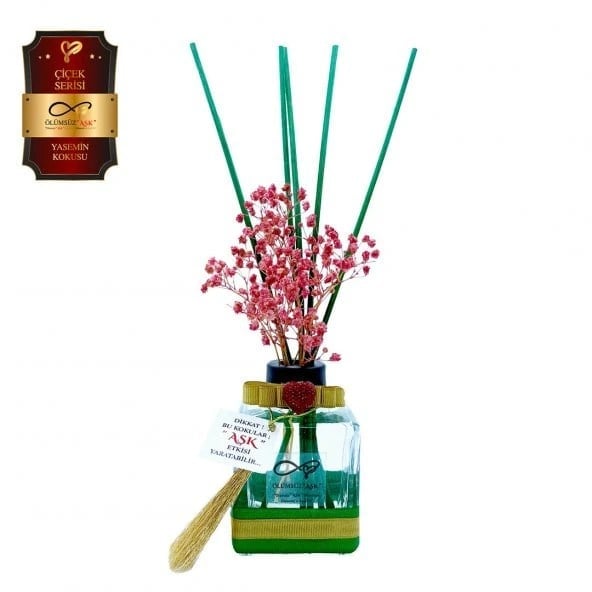 Aşk-ı Sermest Toptan Ölümsüz Aşk Çiçek Serisi Yasemin Kokulu 3 x 120 ml küp Şişe Bambu Çubuklu Ortam Kokusu Reed Diffuser Oda Kokusu
